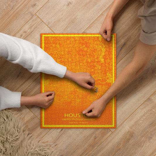 Houston Orange and Yellow Map Jigsaw Puzzle