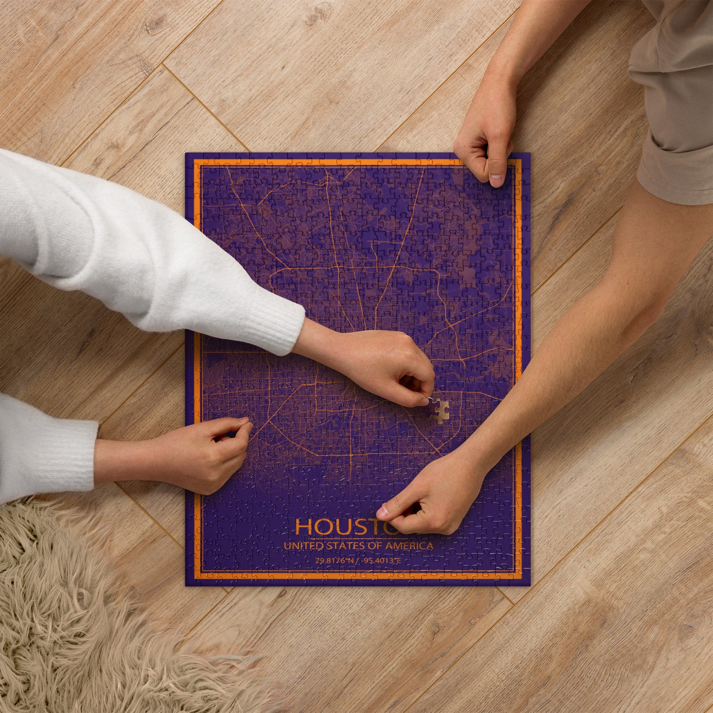 Houston Purple and Orange Map Jigsaw Puzzle