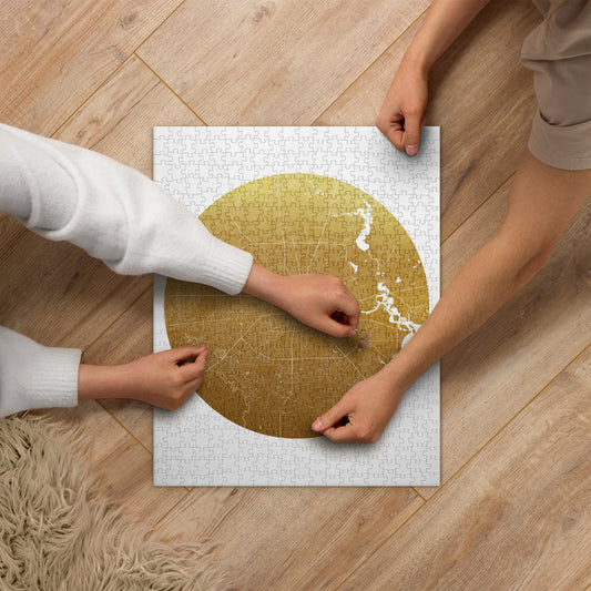 Houston Gold on White Map Jigsaw Puzzle