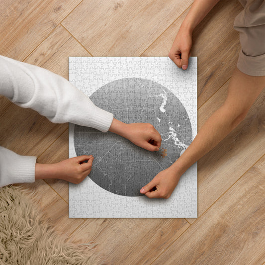 Houston Silver on White Map Jigsaw Puzzle