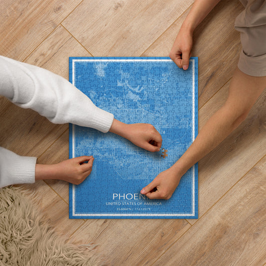 Phoenix Blue and White Map Jigsaw Puzzle