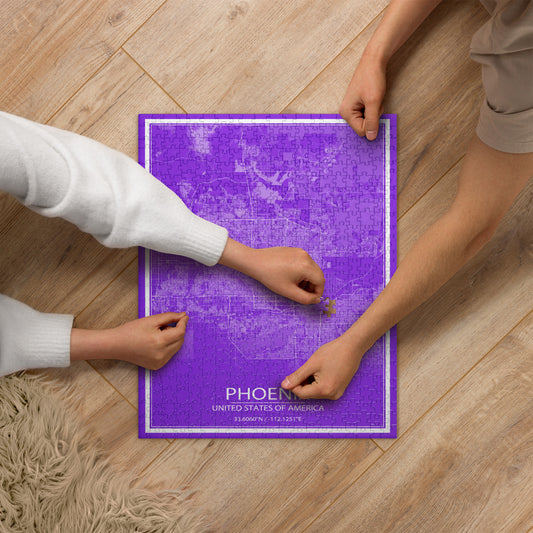 Phoenix Purple and White Map Jigsaw Puzzle