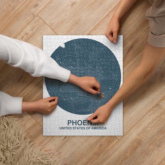 Phoenix Circular Blue Map Jigsaw Puzzle