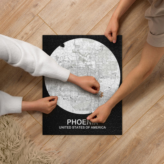 Phoenix Circular White Map Jigsaw Puzzle