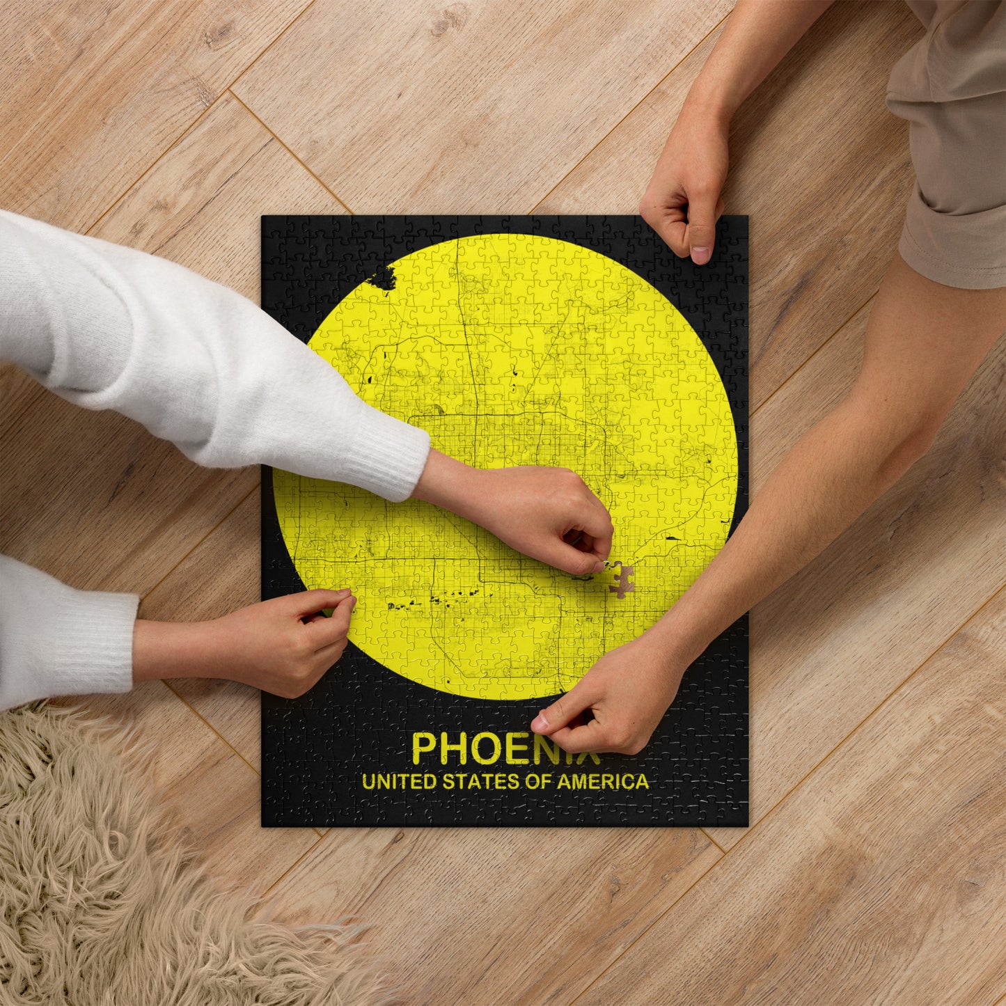 Phoenix Circular Yellow Map Jigsaw Puzzle