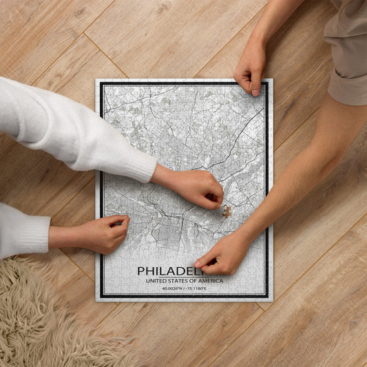 Philadelphia White Map Jigsaw Puzzle