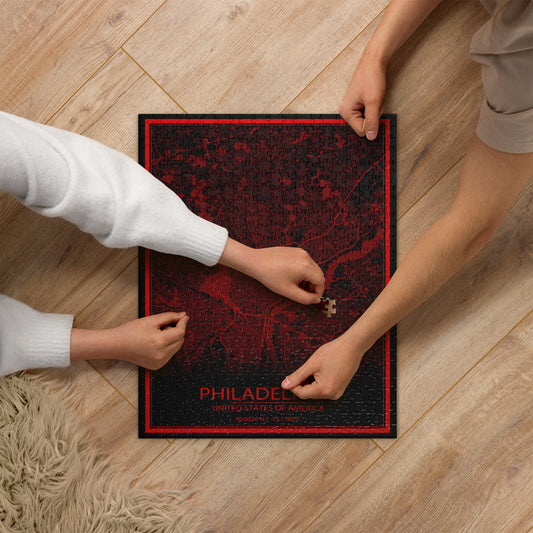 Philadelphia Black and Red Map Jigsaw Puzzle