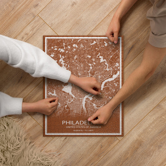 Philadelphia Brown and White Map Jigsaw Puzzle