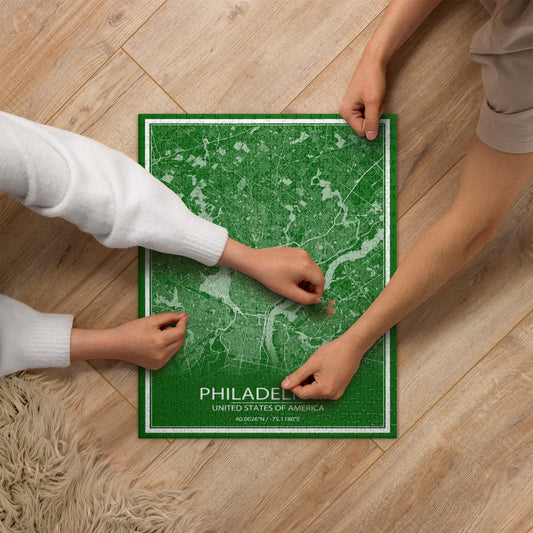 Philadelphia Green and White Map Jigsaw Puzzle