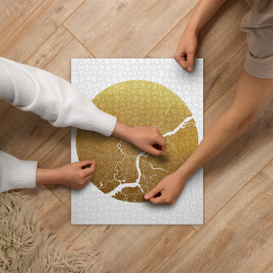 Philadelphia Gold on White Map Jigsaw Puzzle