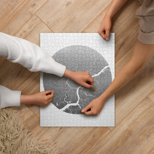 Philadelphia Silver on White Map Jigsaw Puzzle