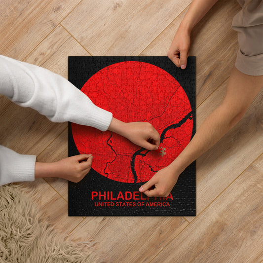 Philadelphia Circular Red Map Jigsaw Puzzle