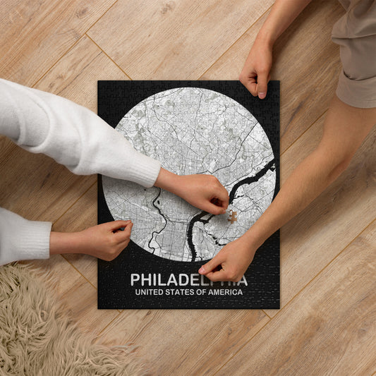 Philadelphia Circular White Map Jigsaw Puzzle