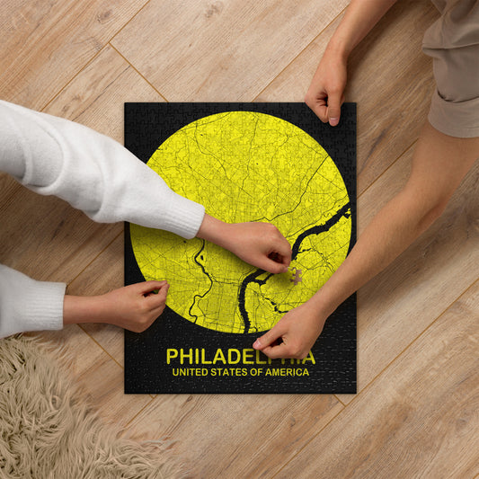 Philadelphia Circular Yellow Map Jigsaw Puzzle