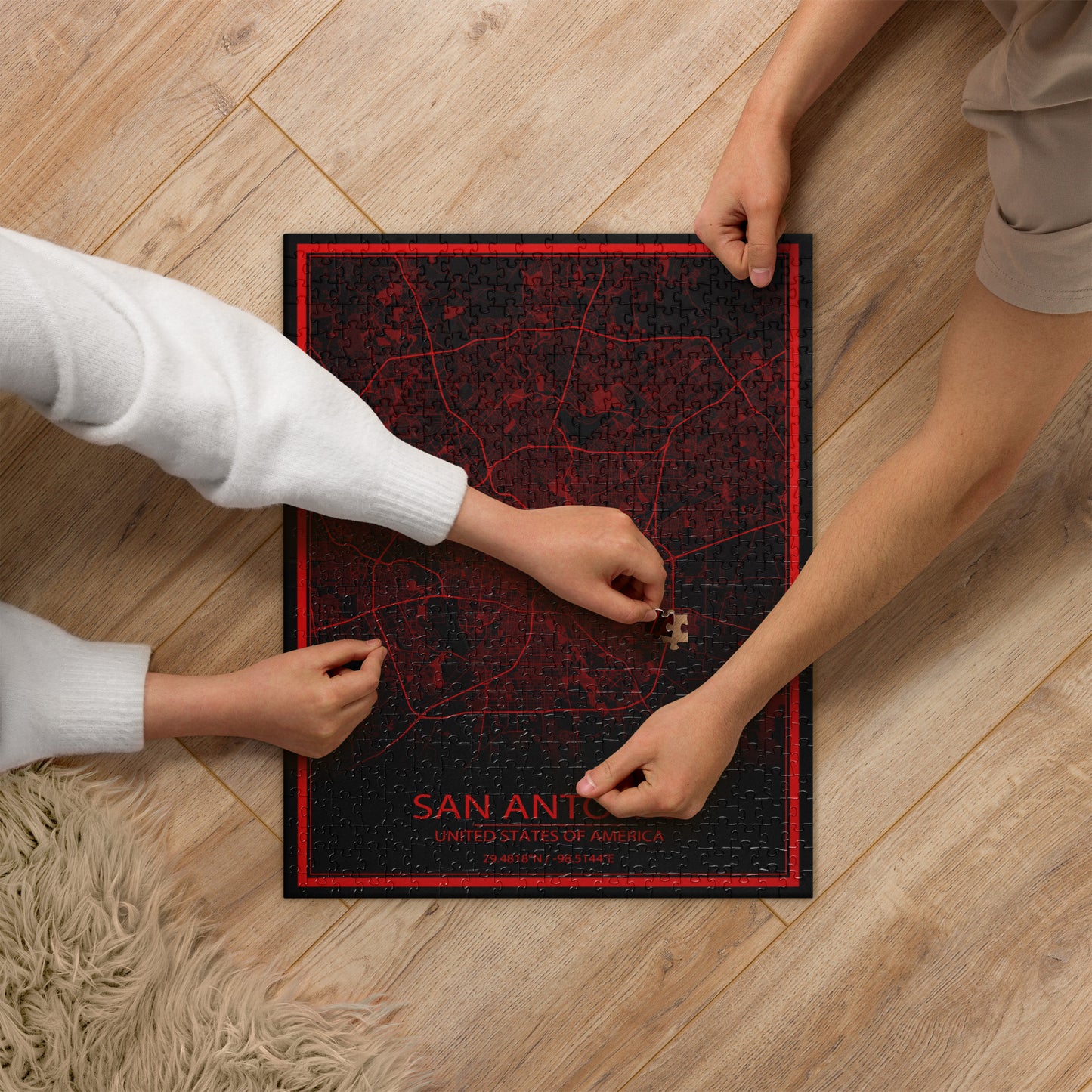 San Antonio Black and Red Map Jigsaw Puzzle