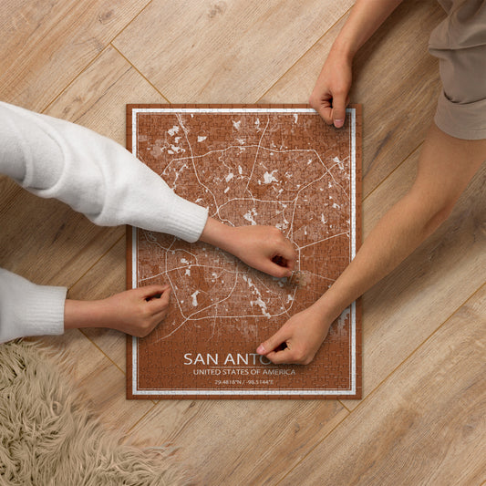 San Antonio Brown and White Map Jigsaw Puzzle