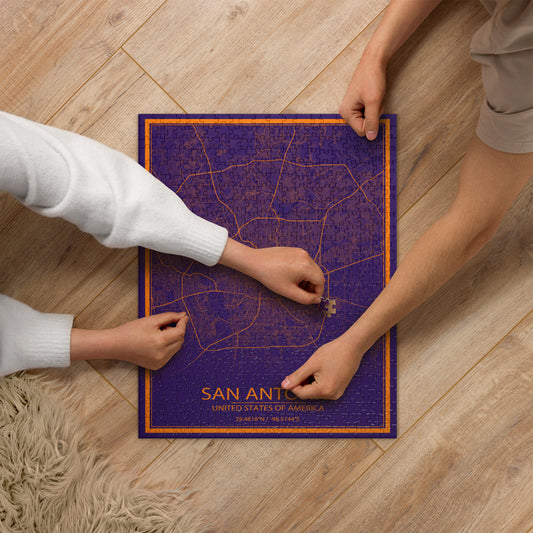 San Antonio Purple and Orange Map Jigsaw Puzzle