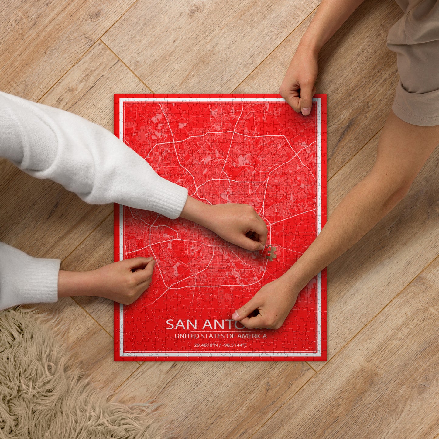 San Antonio Red and White Map Jigsaw Puzzle