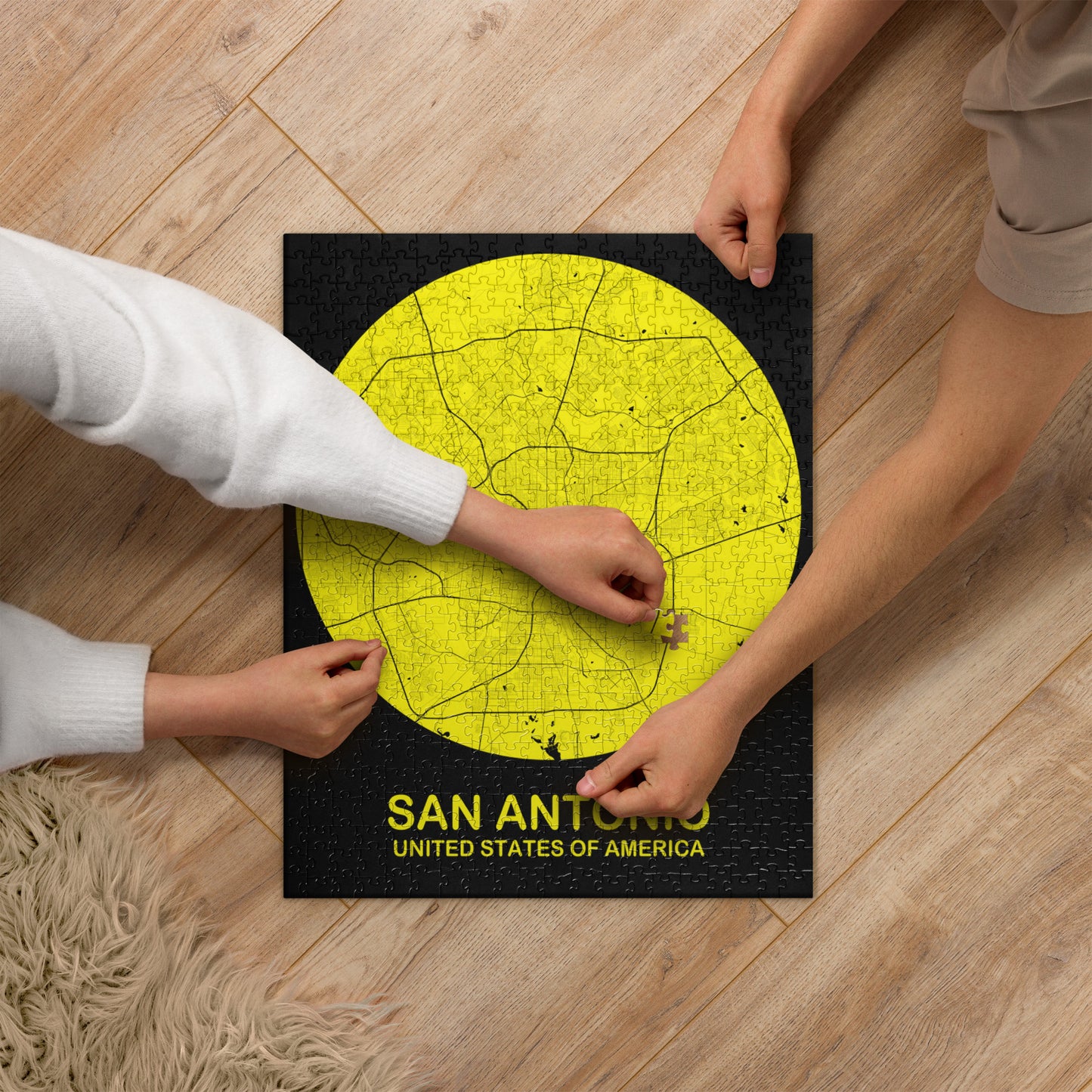 San Antonio Circular Yellow Map Jigsaw Puzzle