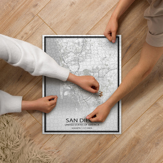 San Diego White Map Jigsaw Puzzle