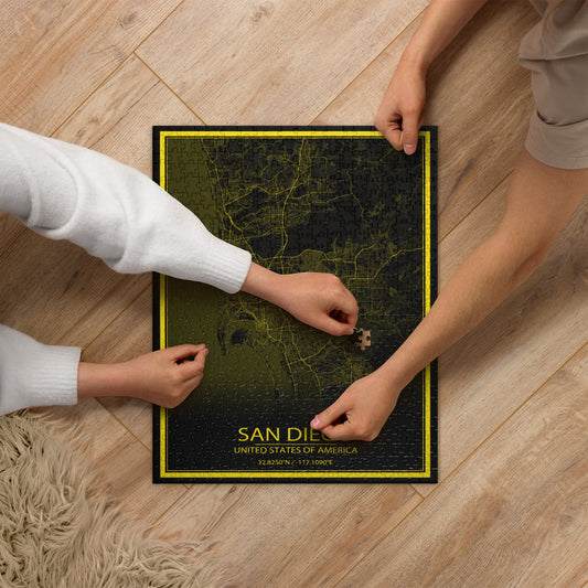 San Diego Black and Yellow Map Jigsaw Puzzle