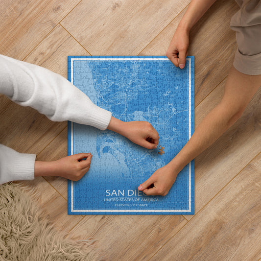 San Diego Blue and White Map Jigsaw Puzzle