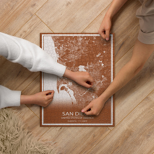 San Diego Brown and White Map Jigsaw Puzzle