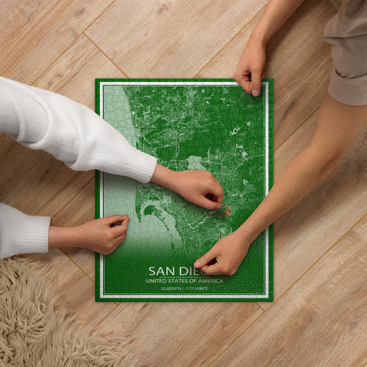 San Diego Green and White Map Jigsaw Puzzle