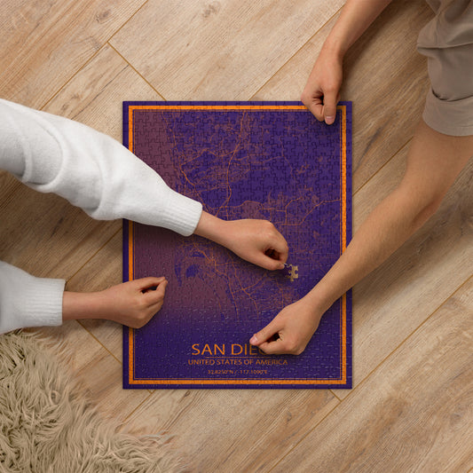 San Diego Purple and Orange Map Jigsaw Puzzle