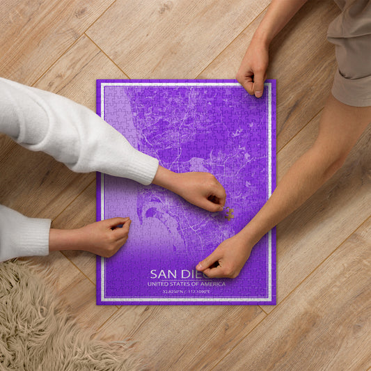 San Diego Purple and White Map Jigsaw Puzzle