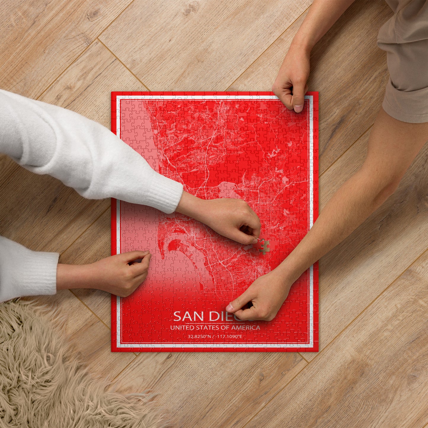 San Diego Red and White Map Jigsaw Puzzle