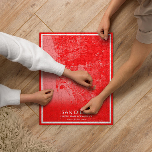 San Diego Red and White Map Jigsaw Puzzle