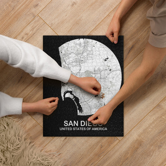 San Diego Circular White Map Jigsaw Puzzle