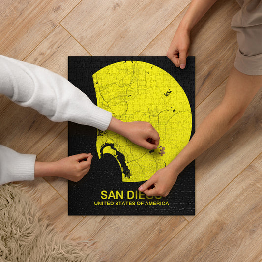 San Diego Circular Yellow Map Jigsaw Puzzle