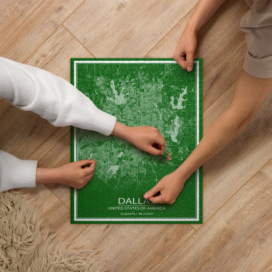 Dallas Green and White Map Jigsaw Puzzle