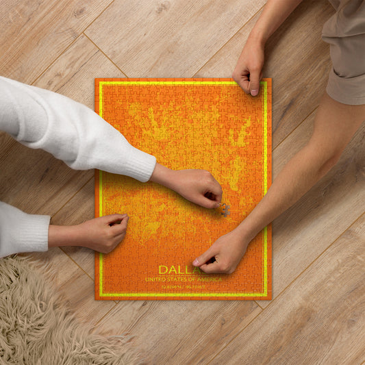 Dallas Orange and Yellow Map Jigsaw Puzzle