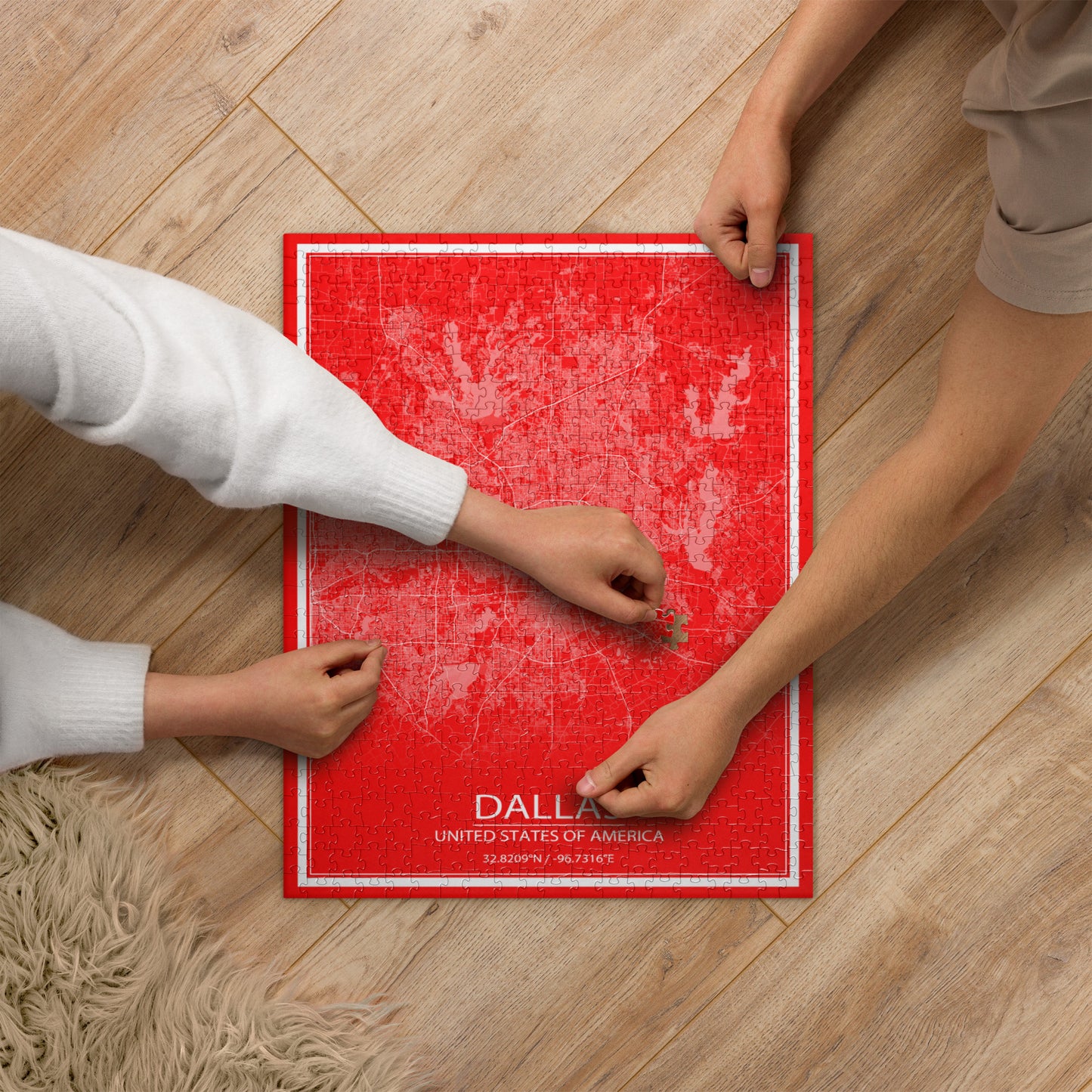 Dallas Red and White Map Jigsaw Puzzle