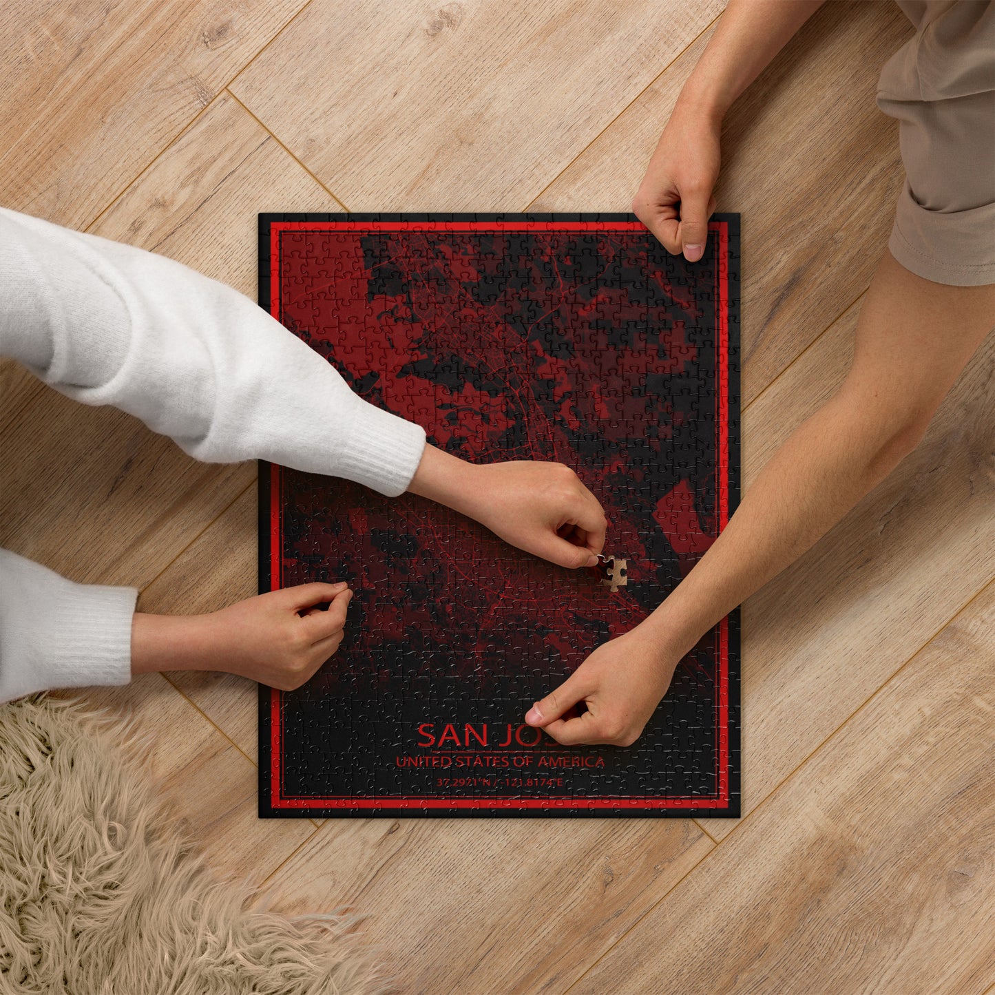 San Jose Black and Red Map Jigsaw Puzzle