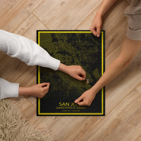 San Jose Black and Yellow Map Jigsaw Puzzle