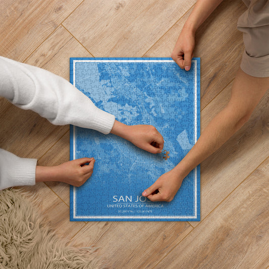 San Jose Blue and White Map Jigsaw Puzzle