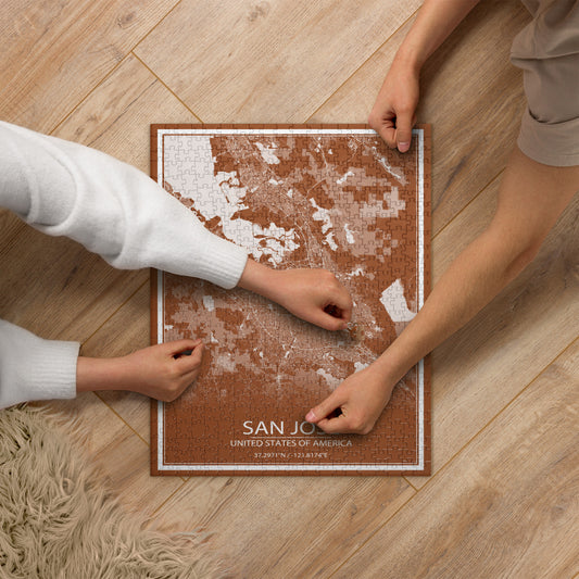 San Jose Brown and White Map Jigsaw Puzzle