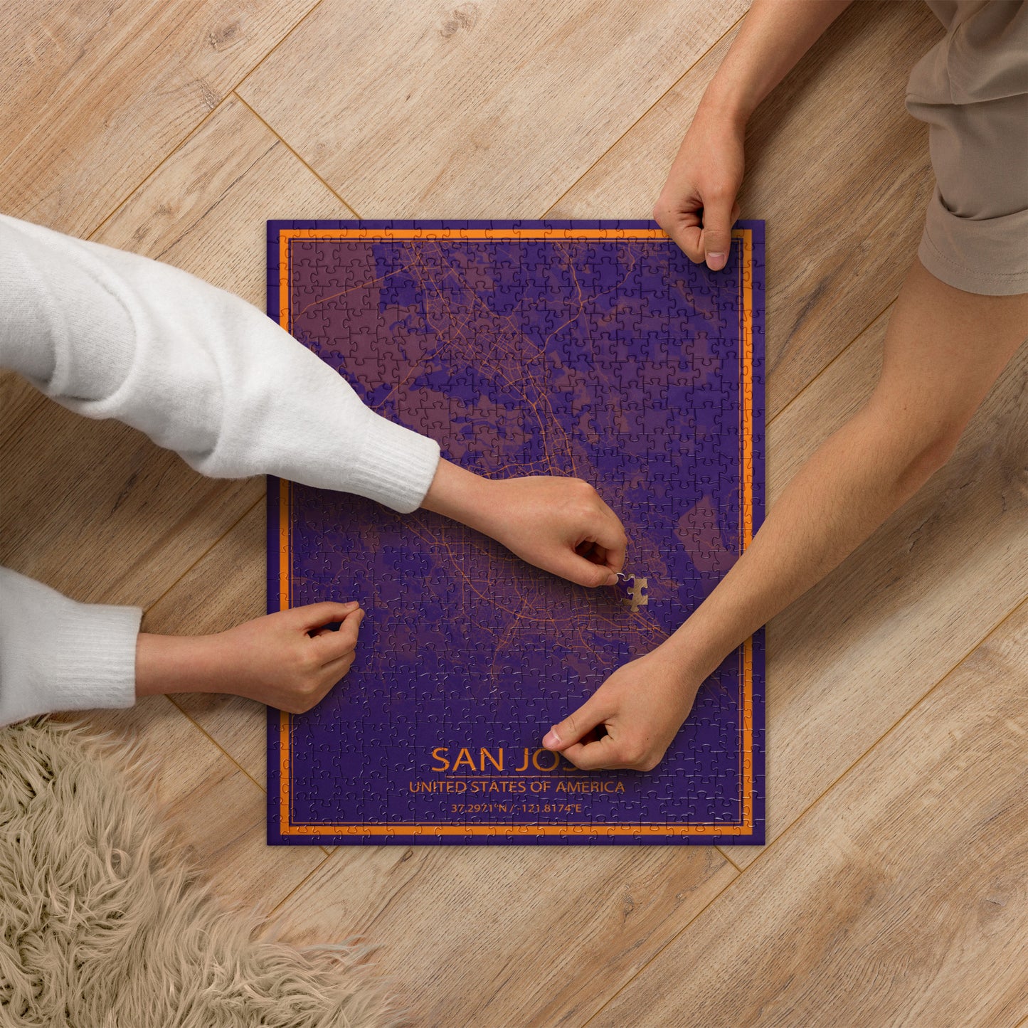 San Jose Purple and Orange Map Jigsaw Puzzle