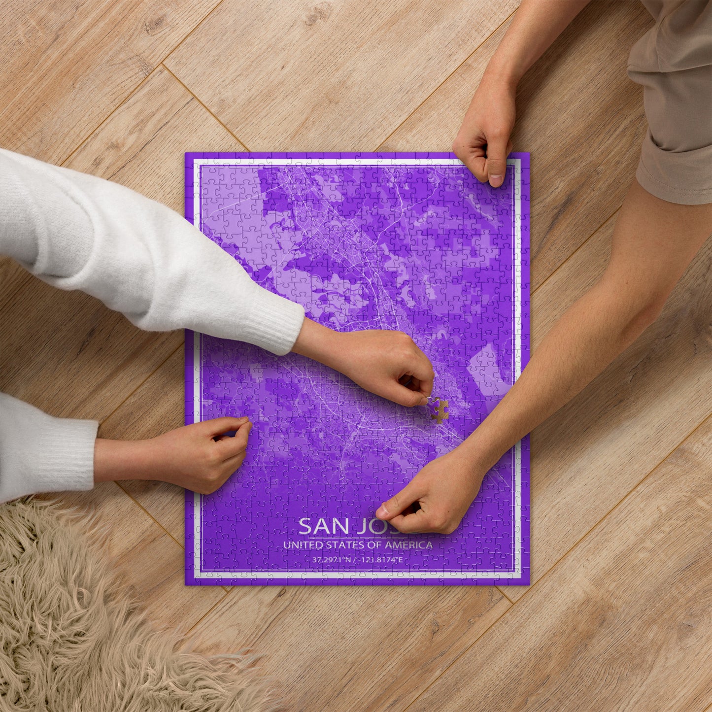 San Jose Purple and White Map Jigsaw Puzzle