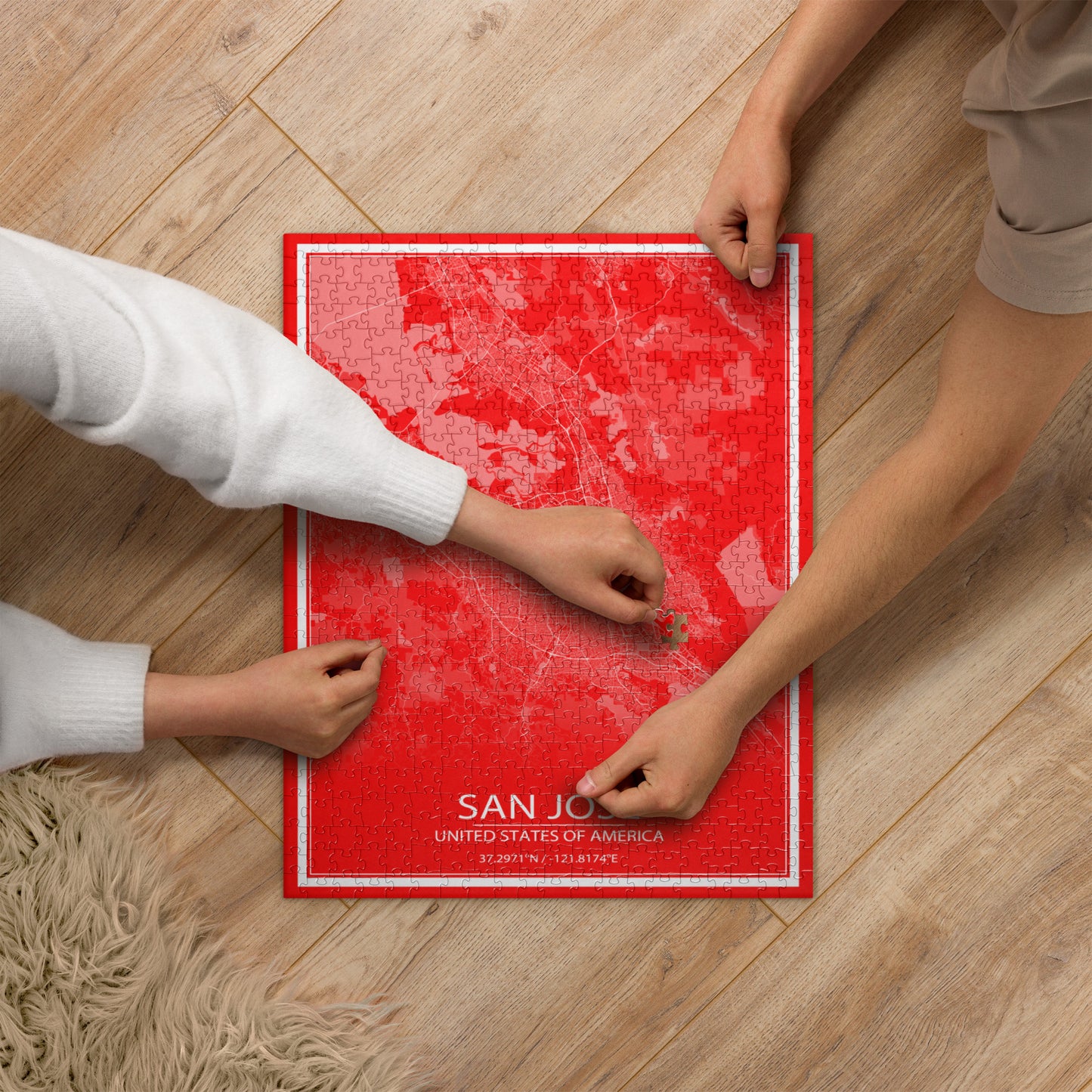 San Jose Red and White Map Jigsaw Puzzle