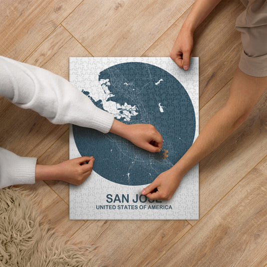 San Jose Circular Blue Map Jigsaw Puzzle