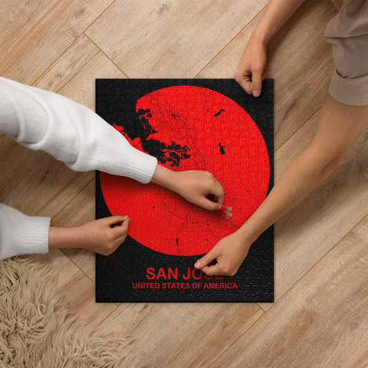 San Jose Circular Red Map Jigsaw Puzzle