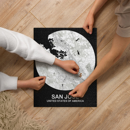 San Jose Circular White Map Jigsaw Puzzle