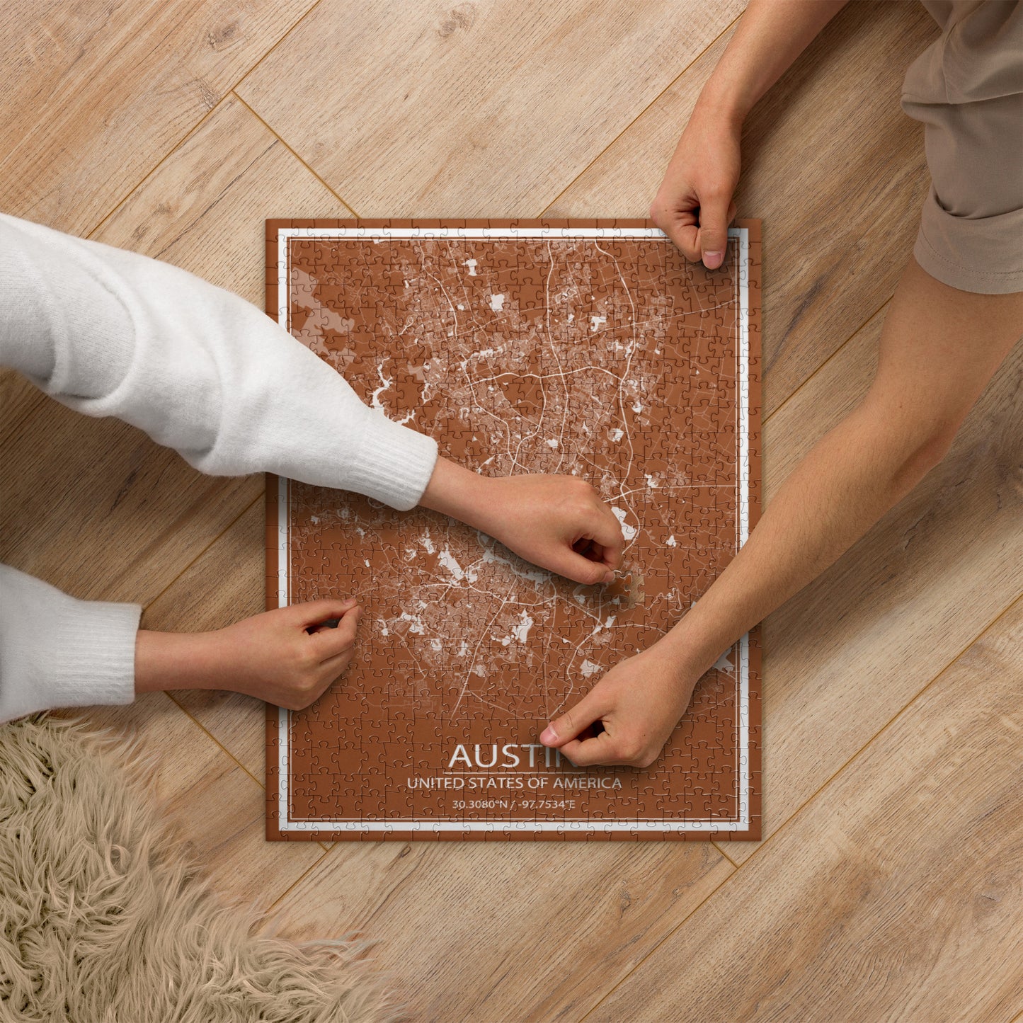 Austin Brown and White Map Jigsaw Puzzle