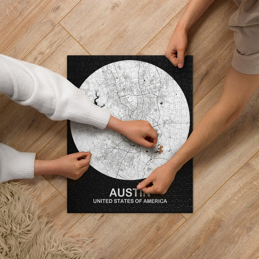 Austin Circular White Map Jigsaw Puzzle