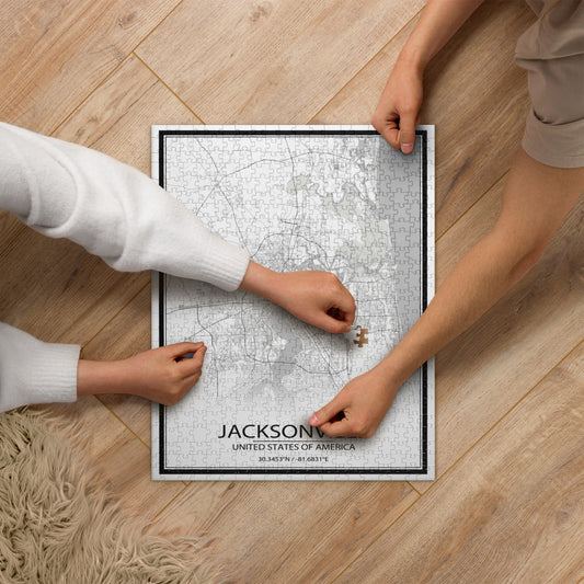 Jacksonville White Map Jigsaw Puzzle